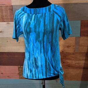 💜5/$25 VINTAGE '90s small Jones New York blue tie-dye top